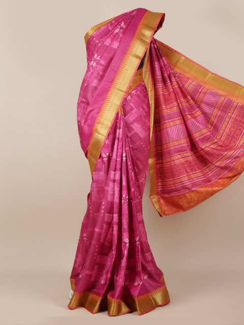 

Pothys Pink Woven Design Jute Silk Saree