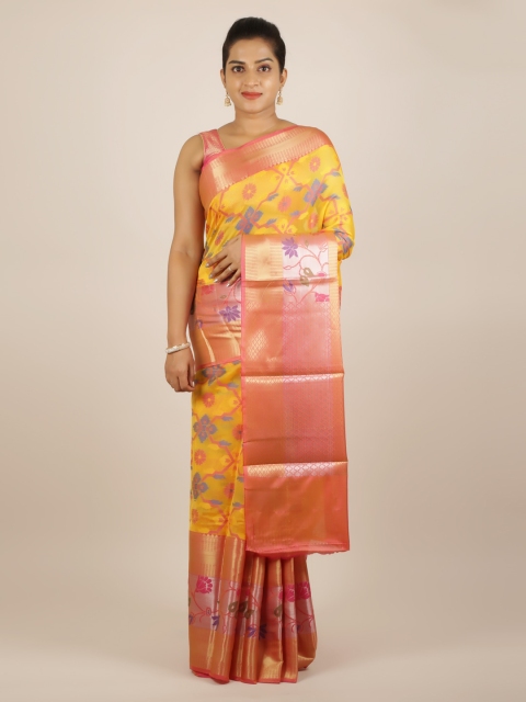 

Pothys Yellow & Orange Cotton Blend Woven Design Saree