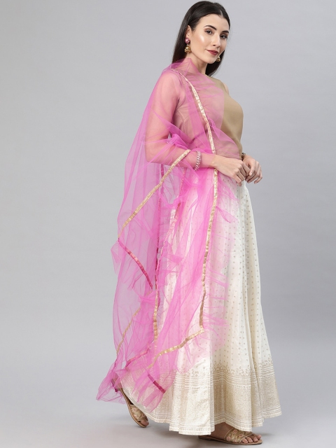 

Shakumbhari Pink & Gold-Toned Solid Dupatta
