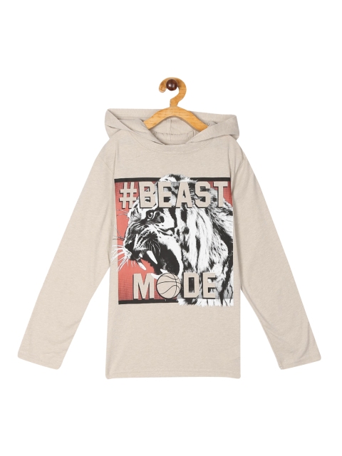 

The Childrens Place Boys Beige Printed Hood T-shirt