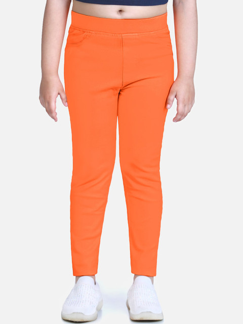 

Naughty Ninos Girls Orange Solid Cotton Treggings