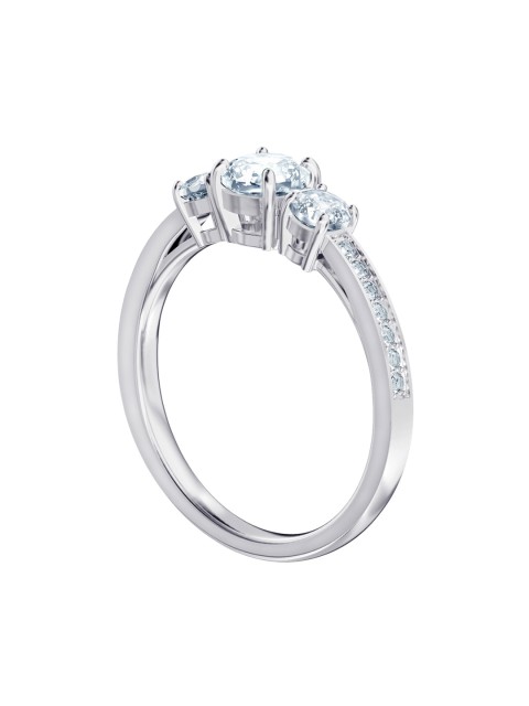 

SWAROVSKI Silver-Toned & White Crystal Stone-Studded Trilogy Finger Ring