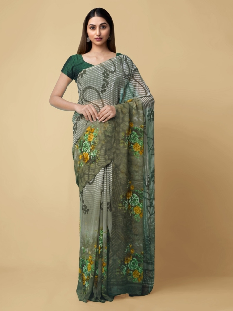 

Unnati Silks Green Printed Murshidabad silk Saree