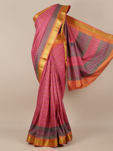 

Pothys Magenta Printed Jute Silk Saree