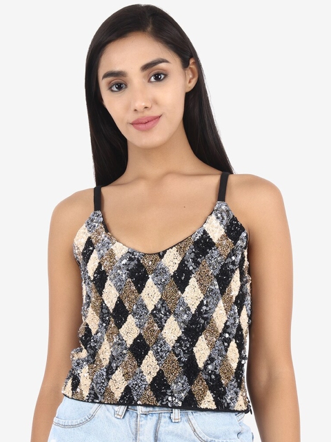 

Diwaah Multicoloured Embellished Regular Crop Top, Multi