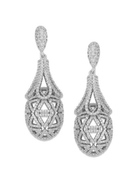 

shaze Silver-Toned Contemporary Drop Earrings
