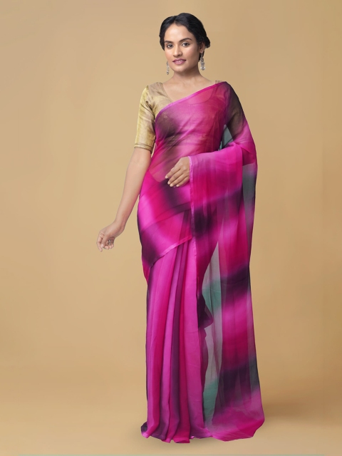 

Unnati Silks Multicoloured Pure Chiffon Printed Baluchari Saree, Multi