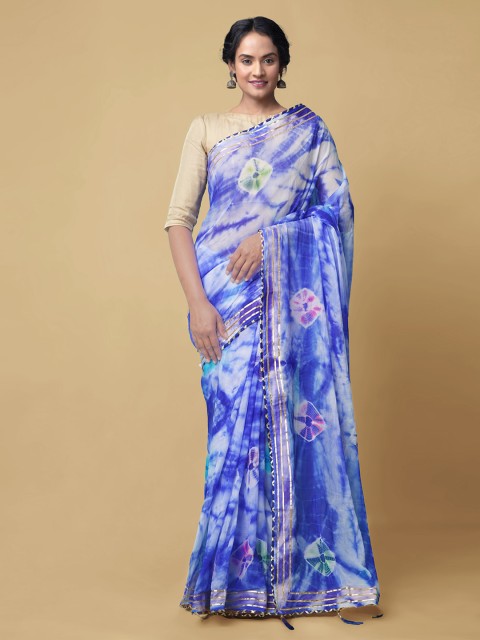 

Unnati Silks Violet Pure Chiffon Dyed Baluchari Saree