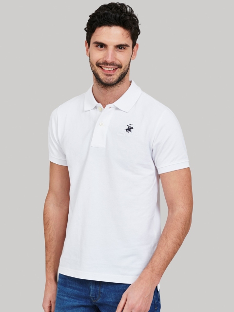 

Beverly Hills Polo Club Men White Solid Polo Collar T-shirt