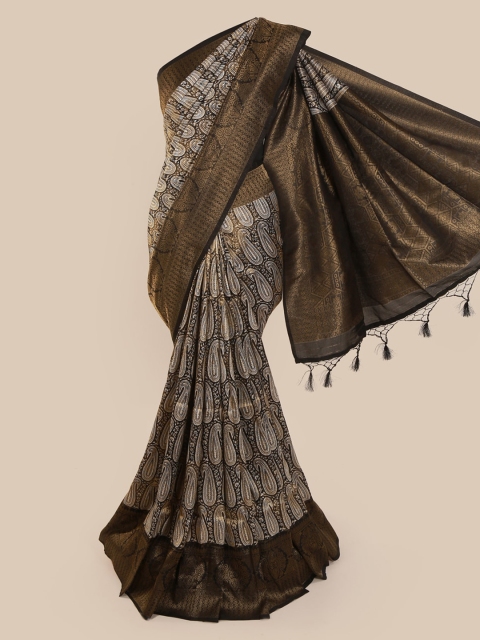 

Pothys Olive Brown & White Art Silk Printed Saree