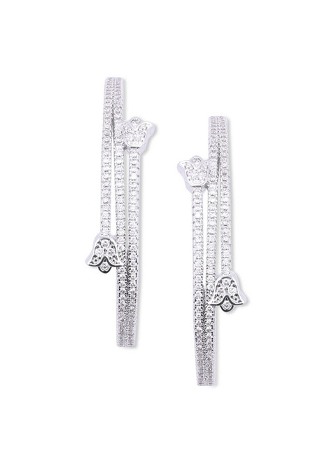 

shaze Silver-Toned Rhodium-Plated Contemporary Drop Earrings