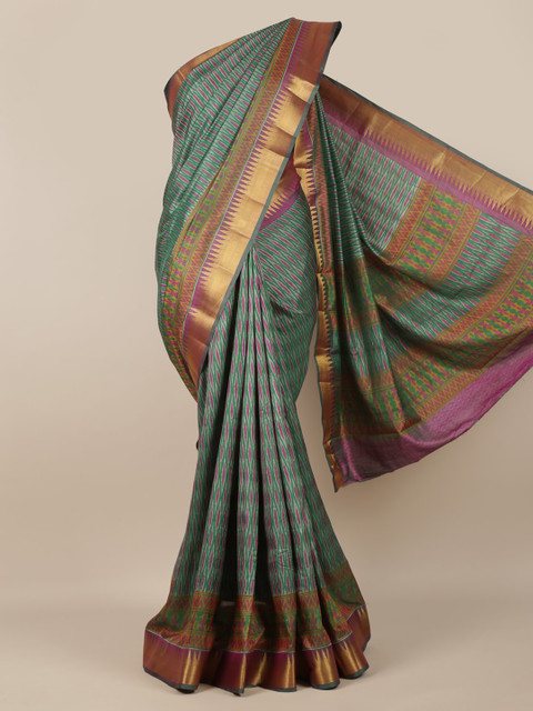 

Pothys Green Woven Design Jute Silk Saree