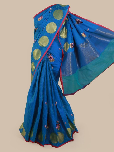 

Pothys Blue Woven Design Cotton Blend Saree