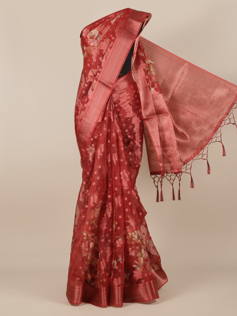 

Pothys Maroon Woven Design Tissue Saree