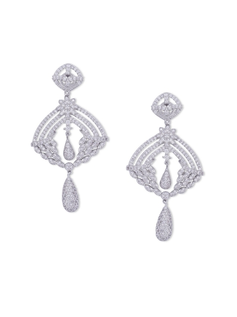 

shaze Silver-Toned Contemporary Drop Earrings