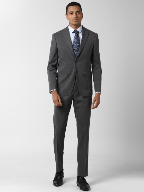

Peter England Elite Men Grey Self-Design Two Piece Formal Suit