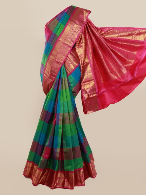 

Pothys Multicoloured Pure Silk Checked Kanjeevaram Saree, Multi