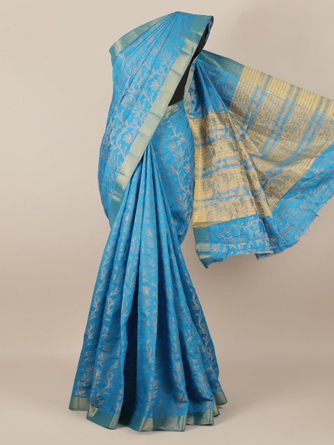 

Pothys Blue Woven Design Jute Silk Saree