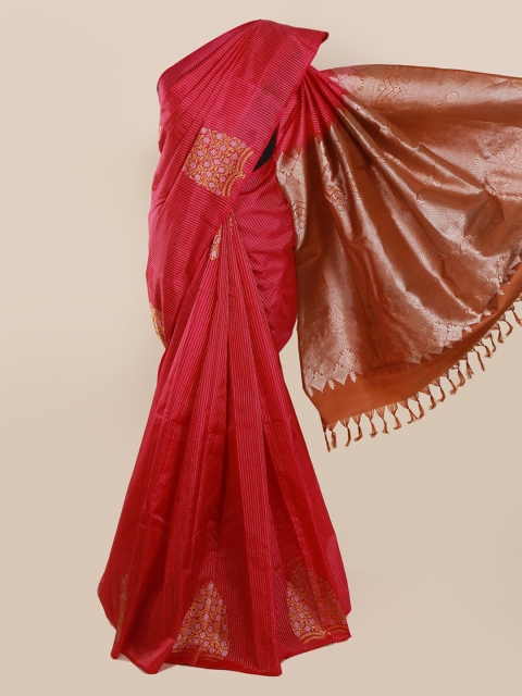 

Pothys Pink & Gold-Toned Pure Silk Woven Design Kanjeevaram Saree