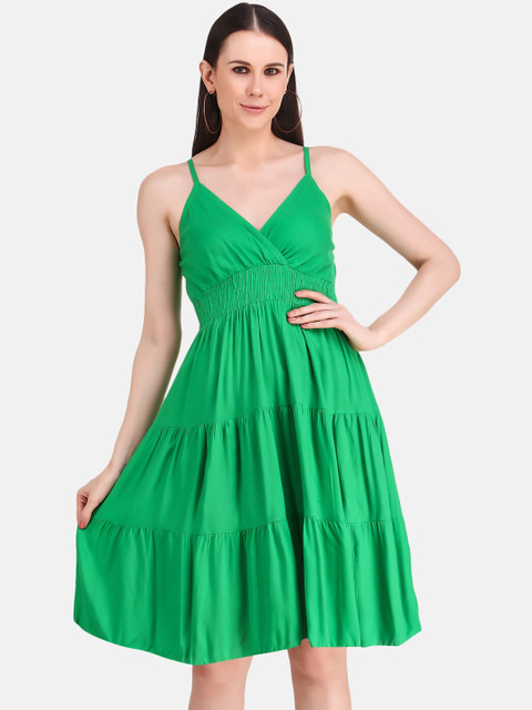 

Aawari Women Green Solid Empire Dress
