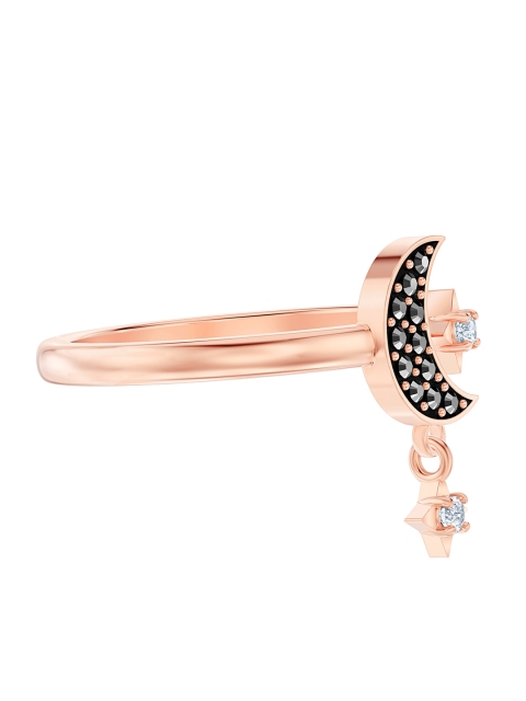 

SWAROVSKI Rose Gold-Plated Black & White Crystal-Studded Finger Ring