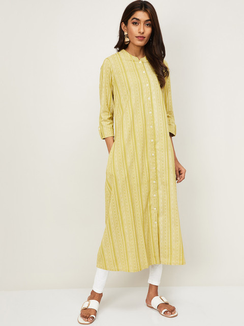 

Melange By Lifestyle Women Yellow Striped Kurta