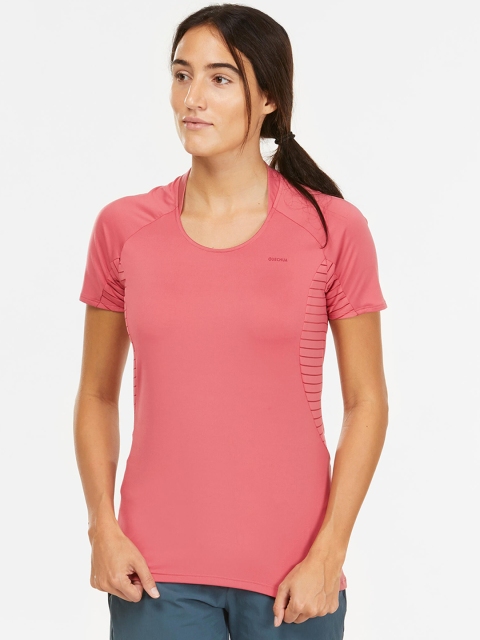 

Quechua By Decathlon Women Pink Solid Round Neck T-shirt