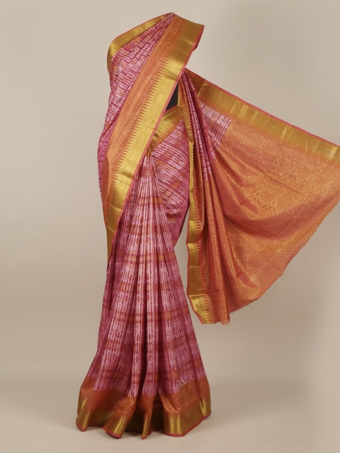 

Pothys Pink & Gold-Toned Jute Silk Printed Saree