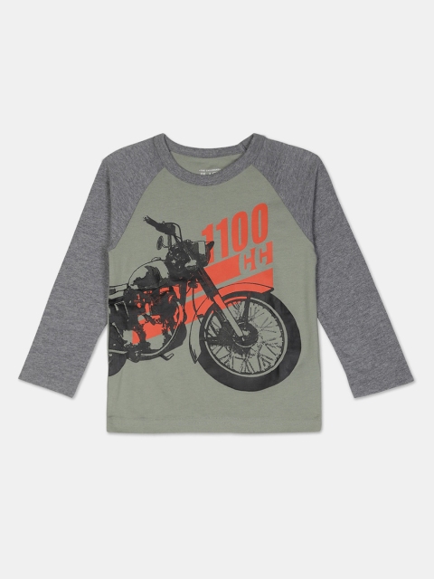 

The Childrens Place Boys Green Printed Round Neck T-shirt