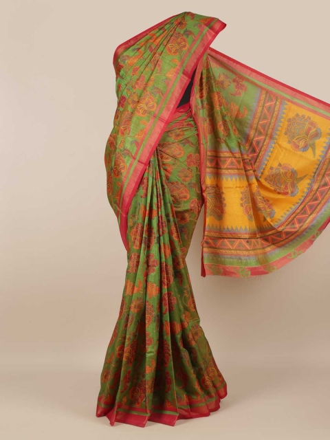 

Pothys Green & Pink Jute Silk Printed Saree