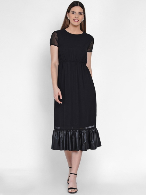 

Samshek Women Black Solid Fit and Flare Dress