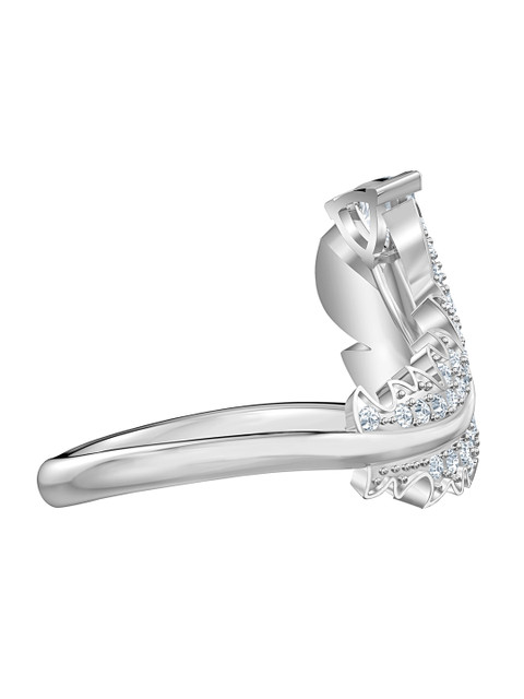 

SWAROVSKI Rhodium-Plated Silver-Toned & White Crystal-Studded Finger Ring