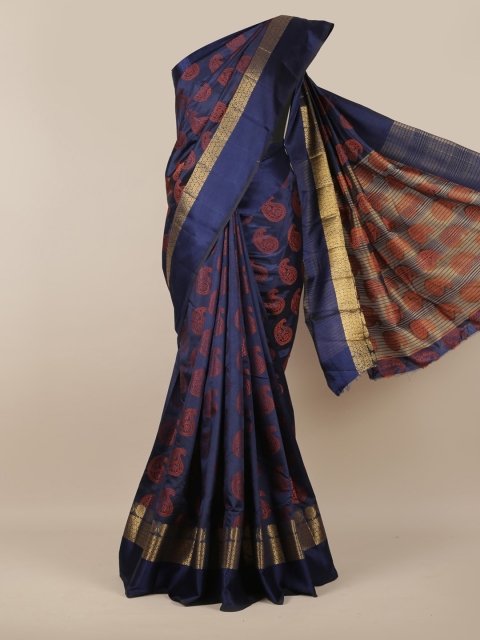 

Pothys Navy Blue & Maroon Jute Silk Woven Design Saree