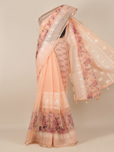 

Pothys Peach-Coloured Woven Design Tissue Saree