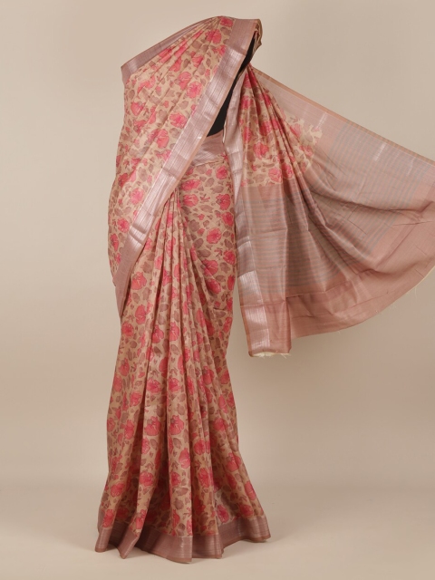 

Pothys Beige Printed Jute Silk Saree