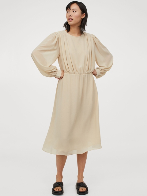 

H&M Women Beige Crpe dress