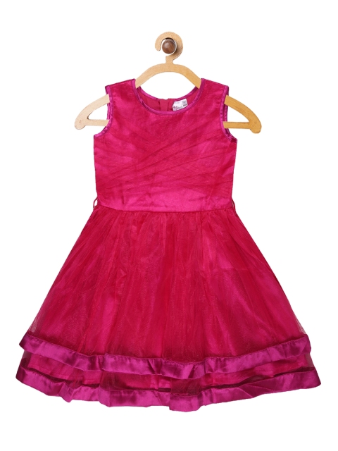 

Butterfly Blush Girls Pink Self Design Fit and Flare Dress