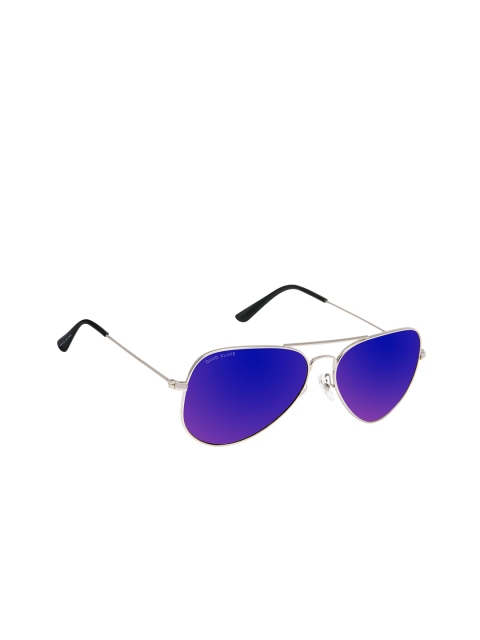 David Blake Unisex Blue Lens & Silver-toned Aviator Sunglasses SP_SGDB1505