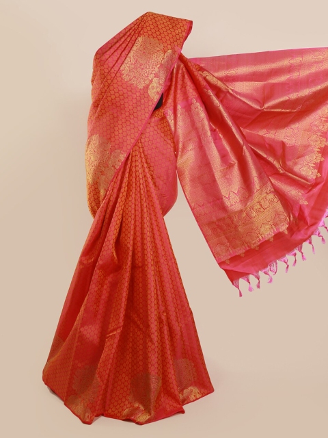 

Pothys Pink & Gold-Toned Pure Silk Woven Design Kanjeevaram Saree