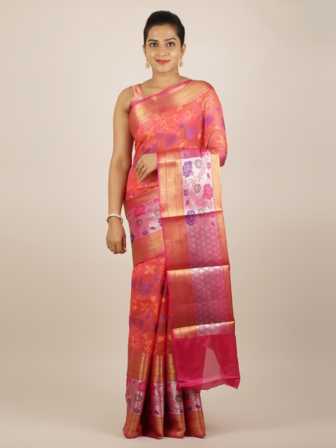

Pothys Orange & Pink Cotton Blend Woven Design Saree