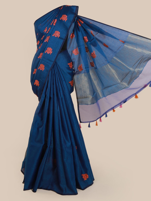 

Pothys Blue Woven Design Cotton Blend Saree