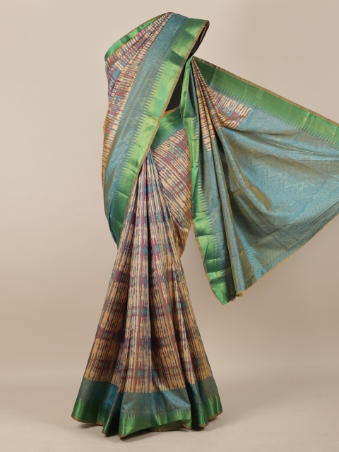 

Pothys Beige Printed Jute Silk Saree
