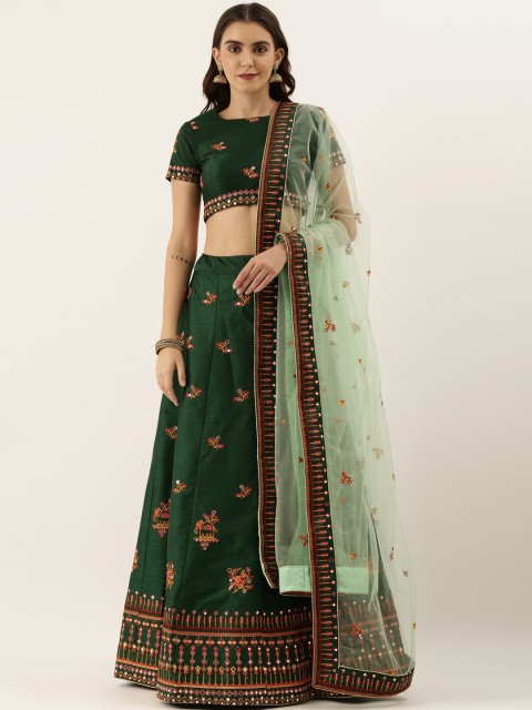 

panchhi Green Semi-Stitched Lehenga & Unstitched Blouse with Dupatta