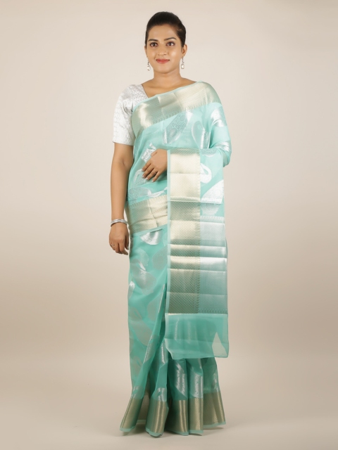 

Pothys Turquoise Blue Woven Design Silk Cotton Saree