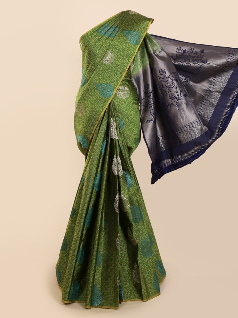 

Pothys Green & Navy Blue Pure Silk Woven Design Kanjeevaram Saree