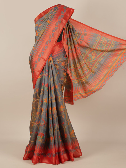 

Pothys Grey Woven Design Jute Silk Saree