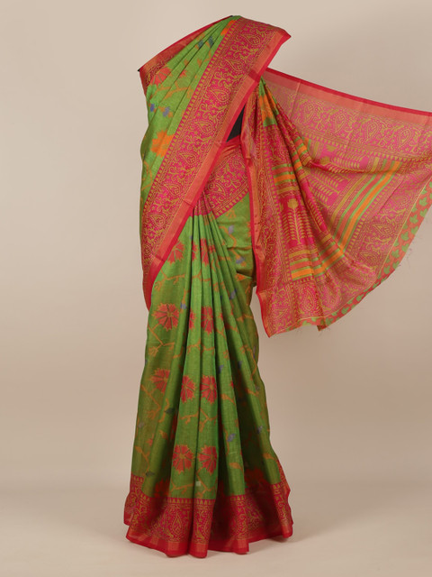

Pothys Green Woven Design Jute Silk Saree