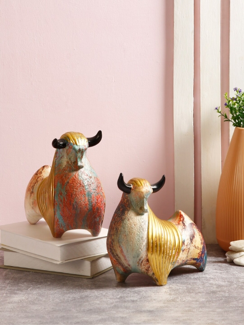 

TAYHAA Set Of 2 Gold-Toned & Beige Yak Showpieces