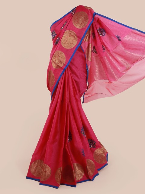

Pothys Magenta Solid Cotton Blend Saree