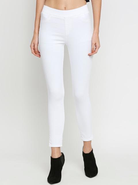 

Kraus Jeans Women White Solid Ankle-Length Leggings